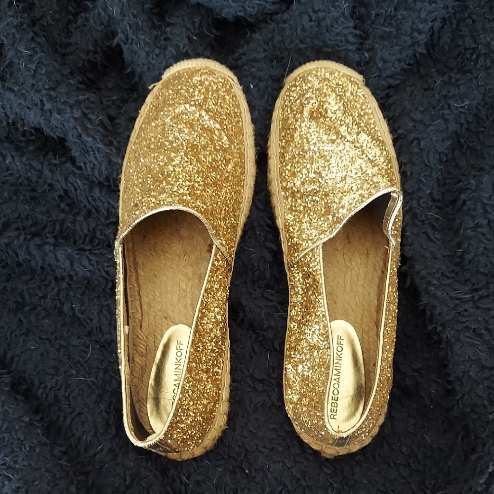 Rebecca Minkoff Sparkling Gold Espadrilles